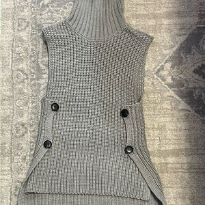 Zara Gray Sleeveless Turtleneck Sweater